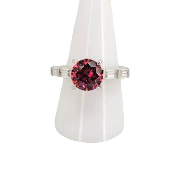 Swarovski® Red & White Cubic Zirconia Thermal Color Fusion Ring Sz 9 - Picture 9 of 15